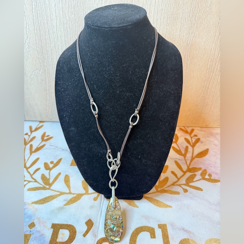 Robert Lee Morris Brown and Silver Pendant Necklace